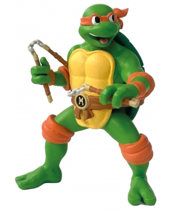 Hračka - Figúrka Michelangelo se zbraněmi - oranžový - Želvy Ninja - 9 cm