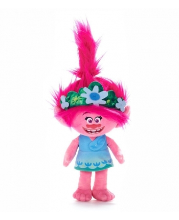 Hračka -  Plyšová Poppy v modrých šatách - Trollovia - 33 cm