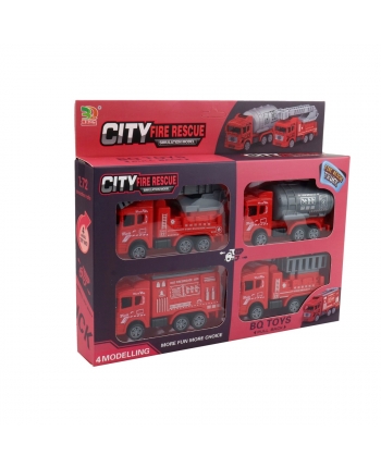 Hračka - Autá hasičské na spätný chod 4ks