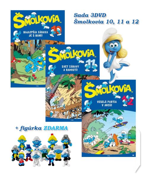 DVD Film - DVD sada: Šmolkovia 10,11,12 + figúrka
