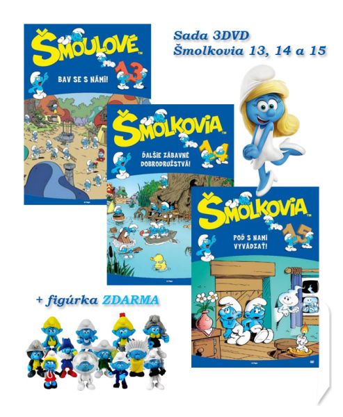 DVD Film - DVD sada: Šmolkovia 13,14,15 + figúrka