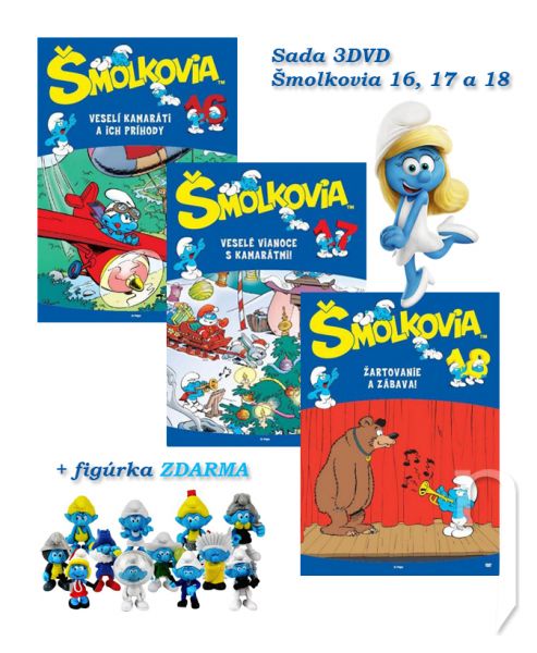 DVD Film - DVD sada: Šmolkovia 16,17,18 + figúrka