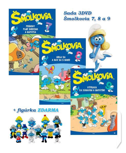 DVD Film - DVD sada: Šmolkovia 7,8,9 + figúrka