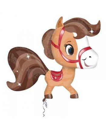 Hračka - Héliový balón koník Playful hnedý - 68 cm 