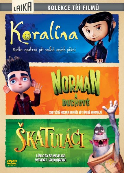 DVD Film - Koralína, Norman a duchové, Škatuláci (3 DVD)