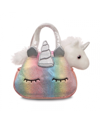 Hračka - Plyšová kabelka dúhová s jednorožcom - Fancy Pals - 20,5 cm