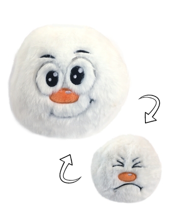 Hračka - Plyšová sněhová koule oboustranná - s nosem - 15 cm
