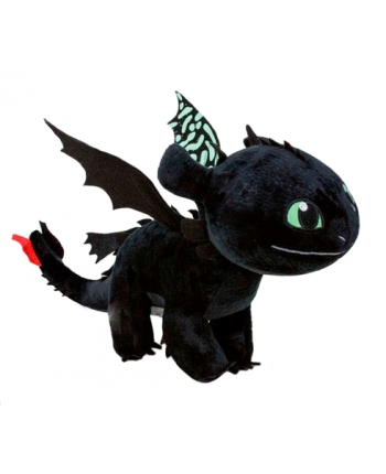 Hračka - Plyšový drak Toothless so zelenými krídlami - Ako si vycvičiť draka 3 (40 cm)