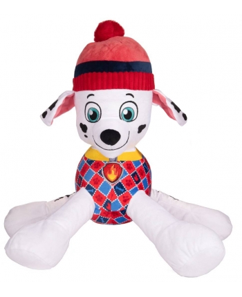 Hračka - Plyšový pejsek Marshall - červený v zimní čepici - Paw Patrol - 50 cm
