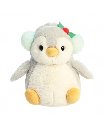 Hračka - Plyšový tučniačik - sivobiely vianočný - Pom Pom - 18 cm