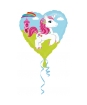 Héliový balón modré srdce s jednorožcem - 46 cm