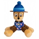Hračka - Plyšový pejsek Chase - modrý v zimní čepici - Paw Patrol - 50 cm